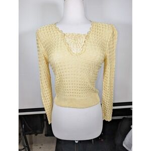 Vintage Jayna New York Light Yellow Knitted Top Size Small